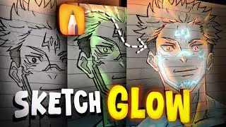 Easy Way of Sketch Glowing |  TUTORIAL  | USING AUTODESK mobile version #autodesk #glow #animeartist