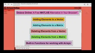 Arrays: Adding Elements to a Vector; Adding Elements to a Matrix; Deleting Elements from a Vector