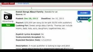 Broadjam Music Licensing Tipsheet 1/1/2013