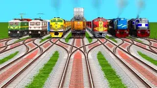 7 Realistic Express🧨Trains Crossing By Diamond Railroad Tracks | indian railways | train simulator