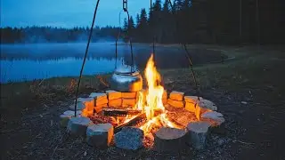 Falling Asleep by a Campfire & Crickets | 6 Hours of Peaceful Night Sounds