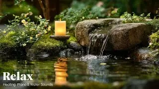 Peaceful Piano & Water Sounds in Japanese Garden 🌿 Meditation Music for Calm Mind & Body