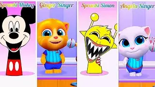 Sprunki Mickey Mouse Sprunki Simon Vs Angela Ginger 🔥| Who is best? 🤣👌|Mega Battle Part #039