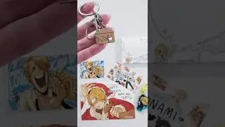 SANJI MERCH HAUL 💛 acrylic wooden charm postcard print memo pad sticker #sanji #onepiece #manga