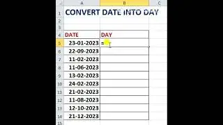 How to convert date into day in MS-excel