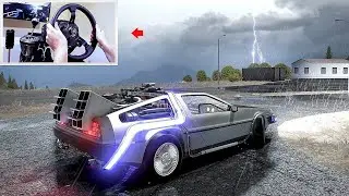 Drifting Back to the Future Delorean! (4K) | Ultra-Graphics Assetto Corsa w/Steering Wheel