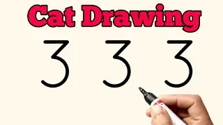 Cat drawing from number 333 🙀 | How to make a Cat from number 333 ✏️ &lrm;