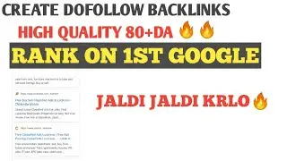 Free High Quality DoFollow Backlinks | Create Backlinks for Blog website | Rank Fast On Google |
