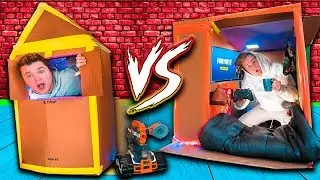 WORLDS Smallest Box Fort 24 Hour Challenge BUILD CONTEST! Fortnite, Beyblades, Xbox One & More!