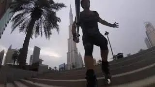 Dubai Fountain Inline Skating Stair Rolls and Falls