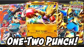 Hitmonchan EX наносит быстрые и сильные удары! 👊 при участии Lucario (Pokémon TCG Pocket)