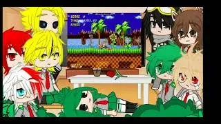 MHA and friends + aizawa and all might react to sonic E.X.E || bad english || ;-;