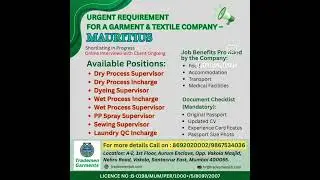 Hiring For Mauritius. ##mauritius  #textile