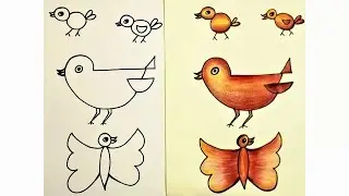 How to draw easy birds | how to draw bird for kids | Easy drawing for kids