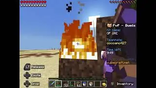 Playing Cubecraft duels with my friend