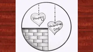 Easy circle Valentine's day drawing/Easy drawing ideas for beginners/How to draw pencil drawing