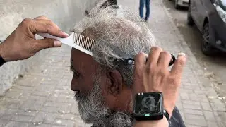 AMAZING TRANSFORMATION ✂️ Old Man's Haircut | ASMR Wonderful feeling - Street BARBER