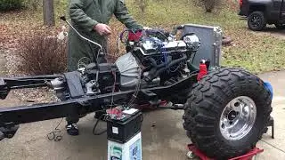 Jeep CJ7 first test run with 350 Chevy