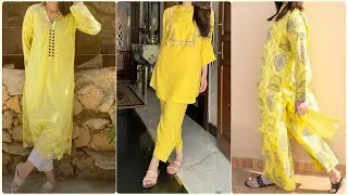 Casual Yellow Suit Design 2024| Yellow Suit Combination| Light Yellow/Lemon Color Dress| Frock/Shirt