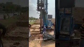 Rotary drilling rig in action for a pile foundation construction project, precision engineering