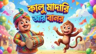 কালু মাদারি আর বানর 🐵 | Bengali Kids Rhyme | Funny 3D Cartoon Song