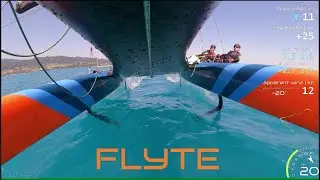 First Foiling Test of the Flyte Catamaran with a 49er Sailor