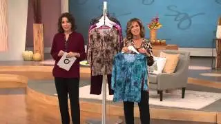 Susan Graver Floral Printed Liquid Knit Scoop Neck Top with Sandra Bennett