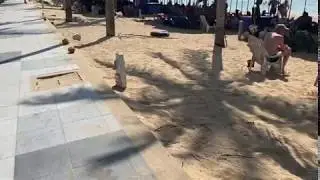 Walking along the boardwalk at Jomtien Beach, Thailand. Avoid the jet ski scam!!!!