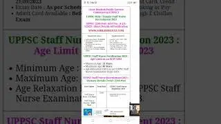 Uppsc Staff Nurse|Uppsc Staff Nurse Male\ Female recruitment|New Job Notifications|
