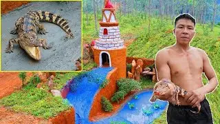 Dig To Build Most Awesome Underground House And Swimming Pool For Crocodile