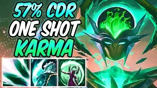 ONE SHOT KARMA MID WITH 57% COOLDOWN REDUCTION FULL AP | New Build & Runes | League of Legends