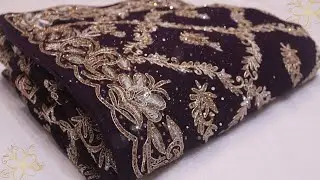 ARNG-4152 &ldquo;The Dark Purple&rdquo; Premium Designer Saree||Georgette Fabric||Zardozi||Crystals Stones