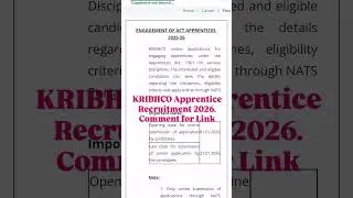 KRIBHCO Apprentice Recruitment 2026.Comment for Link #jobknowledge #ashutoshweb #governmentjobs