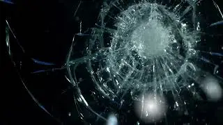 Stone in glass. The stone breaks glass. Computer monitor screen broken screen, stone hits a monitor