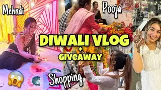 DIWALI VLOG Part 2 | Shopping, Rangoli, Pooja, Diwali Outfit | Giveaway Time | Dilli ki Ladki