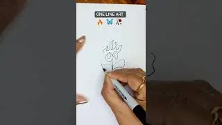 How To Draw fire,butterfly and flower with one line art #shorts #youtubeshorts #youtube #easyart