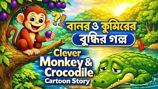 বানর ও কুমিরের বুদ্ধির গল্প 🐒🐊।Clever Monkey & Crocodile Cartoon Story