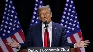 U.S. President Donald Trump gives remarks to the Detroit Economic Club