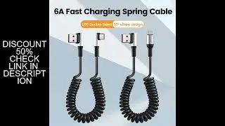 90 Degree Elbow Spring Cable USB Type C 6A Fast Charging 0.35-1.6M Retractable Data USB C To Type C