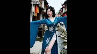 &ldquo;Blue-patterned traditional dress in a busy market🌀 This look blends fashion with life perfectly&rdquo;