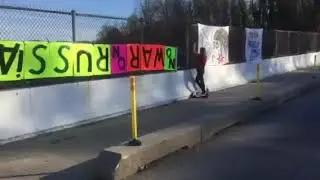 Bannering on interstate for Korea