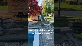 Fiberglass Pool install #fiberglasspools #patio #retainingwall #outdoorliving #pool #pavers #home