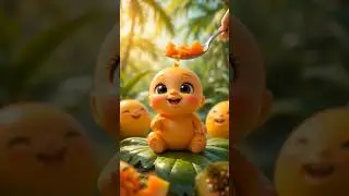 Cute Baby Papaya Eats Papaya! 🧡 | Cutest Fruit Animation Ever #shortvideo