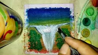 Easy way to paint landscape #painting  🎨🖌️