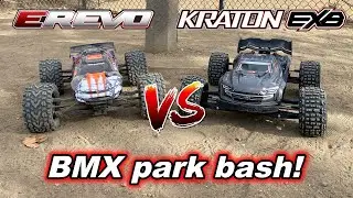 E-Revo 2.0 vs. Kraton 6S EXB BMX park bash, Traxxas vs. Arrma