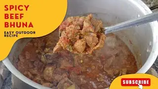 Outdoor Cooking in Nature | Spicy Bhuna Gosht Recipe on Firewood | Village Style Desi Food