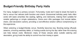 The Ultimate List of Birthday Party Halls for Every Budget and Theme