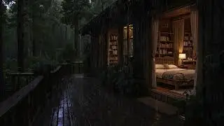Rain Falling Gently Around a Hidden Woodland Cabin 🌧️ | Peaceful Night Sounds