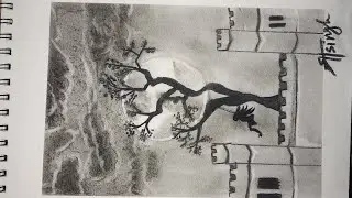 |Full video of sketch Silent||Moon girl with pencil, Charcoal Sketch|#art #youtube  #trending #art 