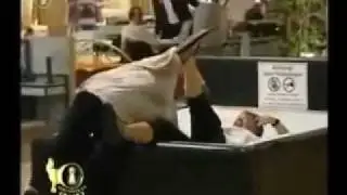 Very Funny Candid Camera: Customers diving into a fake waterbed (clear footage)